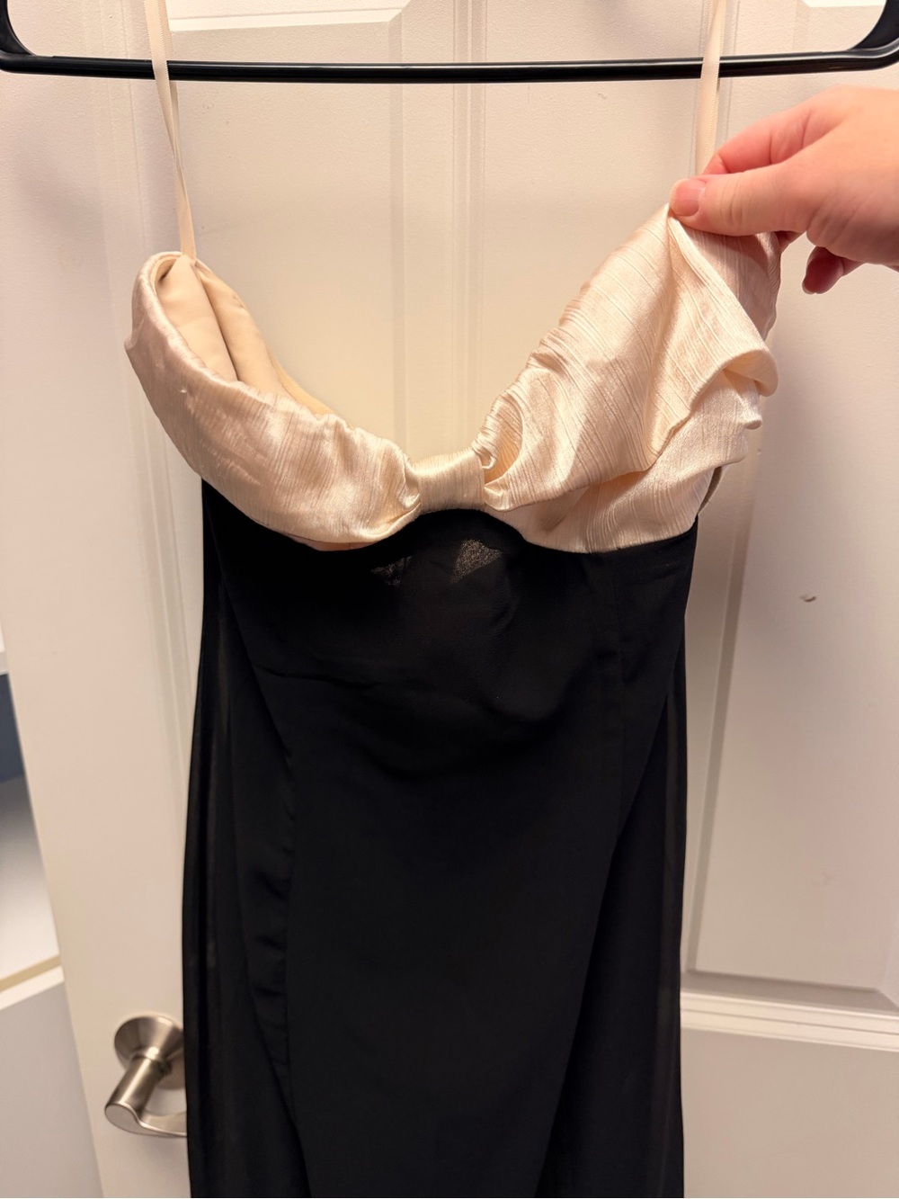 Away Black Strapless Slip Dress with Champagne Bust